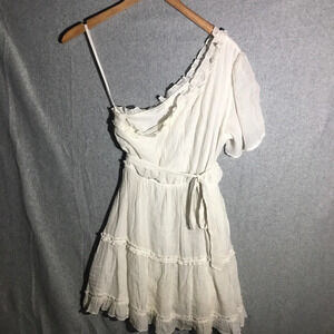 Womens NWT Baevely Dress One Shoulder Boho Wedding Beachy Cottagecore Tiered
